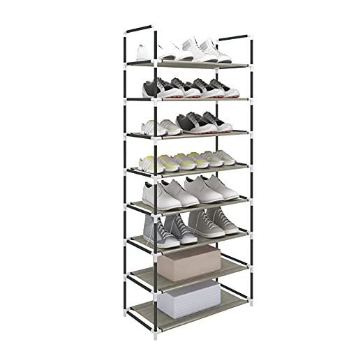 WOLTU Schuhregal Schuhablage Schuhständer Steckregal, XXL 8 Schichte Stoffregal Schuhschrank für 24 Paar Schuhe, Grau 60x29x140 cm SR0009 von WOLTU