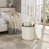 Sitzhocker Sitzbox mit Stauraum und Deckel Rund Sitztruhe faltbar Polsterhocker Fußhocker Aufbewahrungsbox aus Velvet mdf φ38xH36 cm, Creme - Creme Sitzhocker Sitzbox mit Stauraum und Deckel Rund Sitztruhe faltbar Polsterhocker Fußhocker Aufbewahrungsbox aus Velvet mdf φ38xH36 cm, Creme - Creme von WOLTU