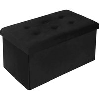 Sitzhocker mit Stauraum aus Samt, Deckel abnehmbar schwarz - schwarz - Woltu von WOLTU