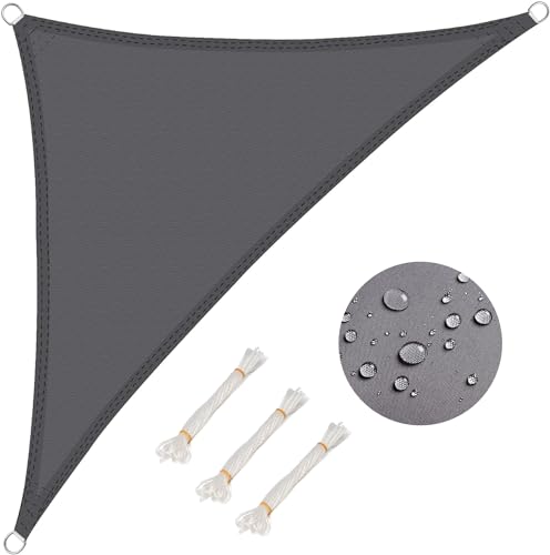 WOLTU Sonnensegel Dreieck 2,5x2,5x3,5m Grau wasserabweisend Sonnenschutz Polyester Windschutz mit UV Schutz für Garten Terrasse Camping von WOLTU