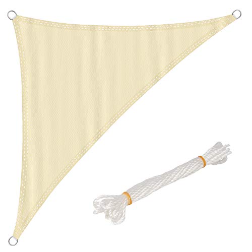 WOLTU Sonnensegel Premium HDPE Wetterbeständig Atmungsaktiv 95% UV Schutz Segeltuch 180 g/m² Sonnenschutz Schattenspender für Balkon Terrasse Garten, mit Befestigungsseilen von WOLTU