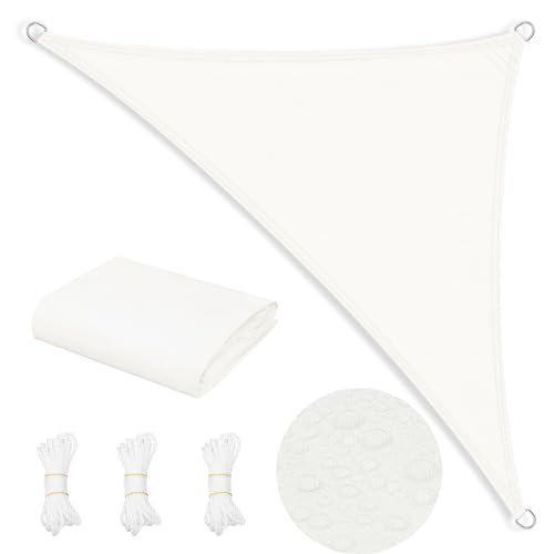 WOLTU Sonnensegel Wasserdicht 2,5x2,5x3,5 m Dreieckig 95% UV Schutz Segeltuch 200 g/m² Polyester Sonnenschutz Schattenspender für Balkon Terrasse Garten, mit Befestigungsseilen, Creme von WOLTU