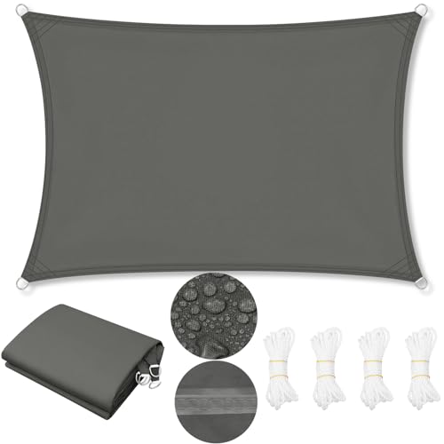 WOLTU Sonnensegel Wasserdicht 4x5 m Rechteckig 95% UV Schutz Segeltuch 200 g/m² Polyester Sonnenschutz Schattenspender für Balkon Terrasse Garten, mit Befestigungsseilen, Dunkelgrau WOLTU Sonnensegel Wasserdicht 4x5 m Rechteckig 95% UV Schutz Segeltuch 200 g/m² Polyester Sonnenschutz Schattenspender für Balkon Terrasse Garten, mit Befestigungsseilen, Dunkelgrau von WOLTU