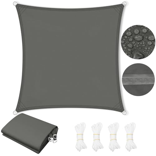 WOLTU Sonnensegel Wasserdicht 4x4 m Quadratisch 95% UV Schutz Segeltuch 200 g/m² Polyester Sonnenschutz Schattenspender für Balkon Terrasse Garten, mit Befestigungsseilen, Dunkelgrau WOLTU Sonnensegel Wasserdicht 4x4 m Quadratisch 95% UV Schutz Segeltuch 200 g/m² Polyester Sonnenschutz Schattenspender für Balkon Terrasse Garten, mit Befestigungsseilen, Dunkelgrau von WOLTU