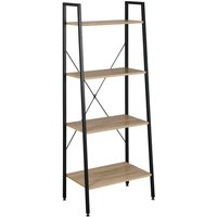 Standregal Leiterregal Bücherregal mit 4 Ablagen, für Wohnzimmer, Schlafzimmer Hochregal Dunkelbuche 60x35x148 cm, hell Eiche+schwarz - Hell von WOLTU