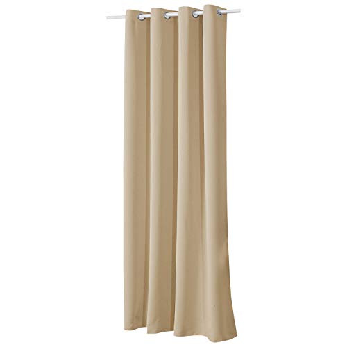 WOLTU Verdunklungsvorhänge Gardinen mit Ösen Thermo Vorhang Blickdicht gegen Kälte und Hitze Ösenschal, 250g/m² Dicke Vorhänge Blackout Curtains Wohnzimmer Schlafzimmer, 135x245 cm Champagne (1 Stück) von WOLTU