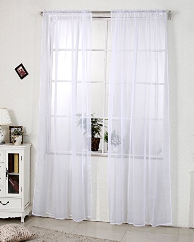 WOLTU Vorhänge mit Kräuselband Stores Gardinen kurz transparent, 2er Set Gardinen Fensterschals Voile für Wohnzimmer Schlafzimmer Kinderzimmer, Weiß, 140x245cm (BxH) WOLTU Vorhänge mit Kräuselband Stores Gardinen kurz transparent, 2er Set Gardinen Fensterschals Voile für Wohnzimmer Schlafzimmer Kinderzimmer, Weiß, 140x245cm (BxH) von WOLTU