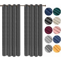 Verdunklungsgardine mit Ösen in vielen Farben, (2 Stück) dunkelgrau 140x270 cm - Woltu von WOLTU
