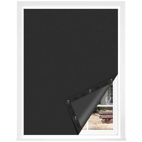 WOLTU Verdunklungsrollo ohne Bohren für Dachfenster, Tragbare & Verstellbar Sonnenschutz mit Saugnäpfen & Klettverschluss, Verdunkelungsvorhang für Schlafzimmer & Reisen, 130x200 cm, Schwarz von WOLTU