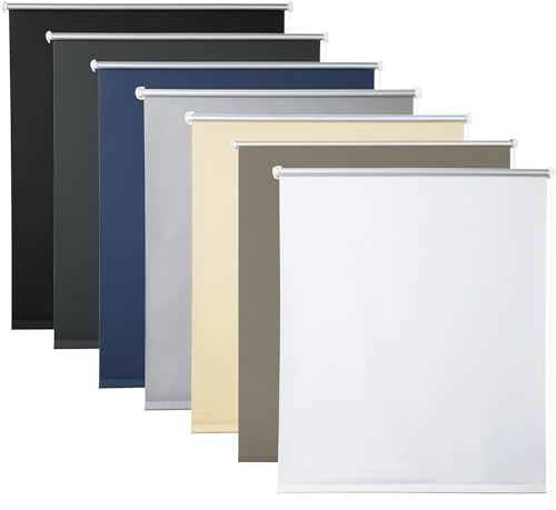 WOLTU Verdunklungsrollo ohne Bohren Weiß 85x150cm (BxH), Thermorollo Klemmfix Fensterrollo Seitenzugrollo easyfix Verdunkelung Rollos Sichtschutz und Sonnenchutz, Klemmrollo für Fenster & Tür von WOLTU