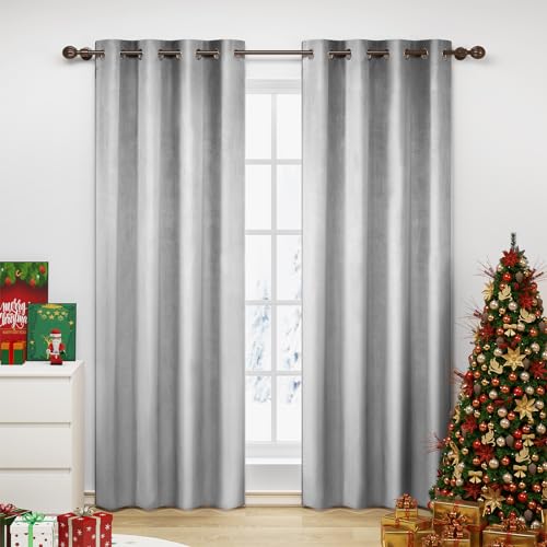 WOLTU Verdunklungsvorhang Blickdicht Samtvorhänge mit Ösen, 2 Stücke Thermogardine Ösenvorhang 300 g/m² Schwere Verdunkelungsgardinen lichtdicht für Schlafzimmer Wohnzimmer, 140x245 cm Hellgrau WOLTU Verdunklungsvorhang Blickdicht Samtvorhänge mit Ösen, 2 Stücke Thermogardine Ösenvorhang 300 g/m² Schwere Verdunkelungsgardinen lichtdicht für Schlafzimmer Wohnzimmer, 140x245 cm Hellgrau von WOLTU