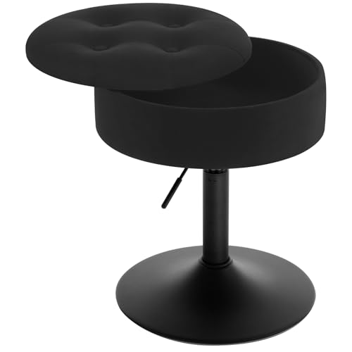 WOLTU Verstellbarer Sitzhocker Stuhl, Arbeitshocker Bürohocker Hocker mit Stauraum, niedriger Barhocker aus Samt für Kneipe Esszimmer, Schwarz, 49,5-65 cm, BH329sz-1 von WOLTU
