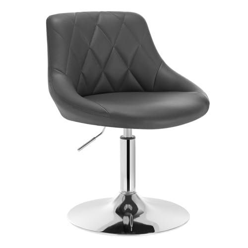 WOLTU Verstellbarer Sitzhocker Stuhl Arbeitshocker Bürohocker Schminkhocker mit Rückenlehne aus Kunstleder und Metall höhenverstellbar drehbar, Sitz 42-58 cm Hoch, Grau, BH241gr-1 von WOLTU
