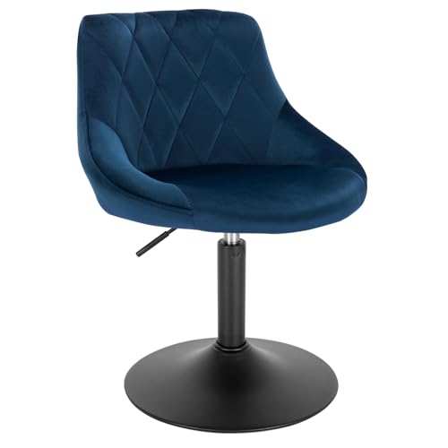 WOLTU Verstellbarer Sitzhocker Stuhl Arbeitshocker Bürohocker Schminkhocker mit Rückenlehne aus Samt und Metall höhenverstellbar drehbar, Sitz 42-58 cm Hoch, Blau, BH242bl-1 von WOLTU