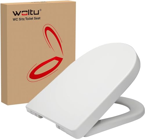 WOLTU WS2544 Toilettendeckel WC Deckel Sitz Absenkautomatik, Kunststoff, Fast Fix/Schnellbefestigung, Softclose Scharnier, Antibakteriell von WOLTU