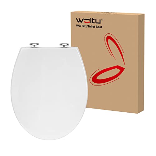 WOLTU Toilettendeckel, WC Sitz Toilettensitz mit Absenkautomatik, Toilettensitz aus Kunststoff, Fast Fix(Schnellbefestigung), Softclose Scharnier, Antibakteriell von WOLTU