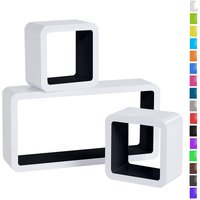 Wandregal Cube Regal 3er Set Würfelregal Hängeregal, Quadratisch Schwebend Design, Weiß-schwarz - schwarz - Woltu von WOLTU