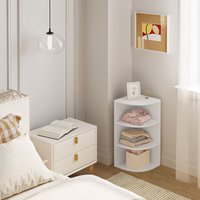 WOLTU Wandregal Eckregal Hängeregal 4 Etagen Schweberegal Bücherregal Küchenregal Wand für Wohnzimmer, Schlafzimmer Küche, Weiß von WOLTU