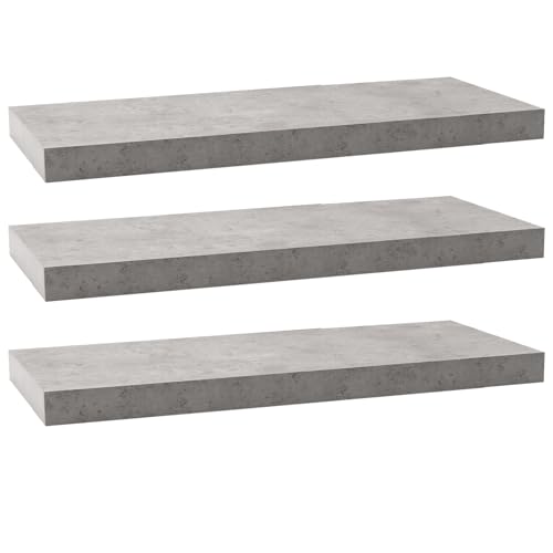 WOLTU Wandregal Wandboard Bücherregal Regale für Deko Wandablagen aus MDF Holz, 3er Set Hängeregal Zement von WOLTU