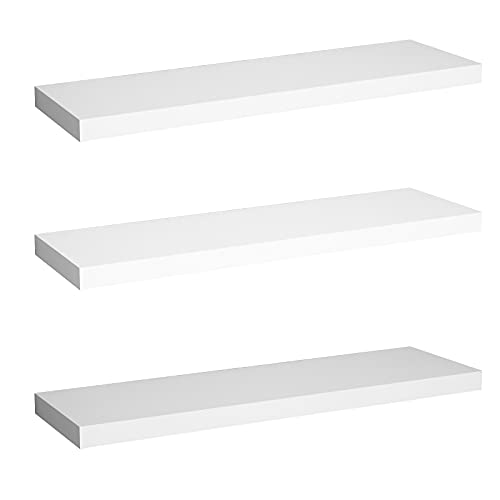 WOLTU Wandregal Wandboard Bücherregal aus MDF Holz, 3er Set Weiss RG9315ws-3 von WOLTU