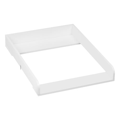 WOLTU Wickelaufsatz für Kommode, Wickelbrett 60 x 10 x 80 cm passend für Tiefe 46,5–50 cm, Aufsatz mit 2 Kippschützen, aus MDF, Weiß von WOLTU