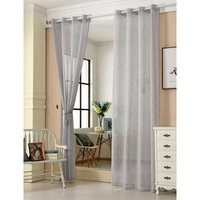 Woltu - Gardinen transparent mit Ösen Leinenoptik Vorhang Schal Deko Ösenvorhang Halbtransparent Stores Voile Fensterschal Leinenvorhang für von WOLTU