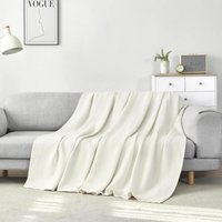 170x210cm Tagesdecke 100% Baumwolle Decke Weiche Waffelpique Tagesdecke, Leichte Kuscheldecke Wohndecken, Überwurf für Sofa Seesel Bett, Creme - Woltu von WOLTU