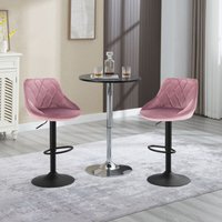 Woltu - 2er-Set Barhocker Tresenhocker, Gute gepolstert, Samt, Hocker Höhenverstellbar, Drehbar, Rosa von WOLTU