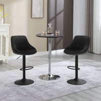 Woltu - 2er-Set Barhocker Tresenhocker, Gute gepolstert, Samt, Hocker Höhenverstellbar, Drehbar, Schwarz von WOLTU