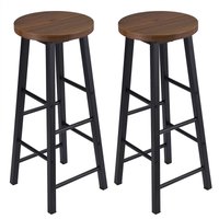 WOLTU 2er-Set Barhocker Bistrohocker Tresenhocker Barstuhl, Gestell aus stabilem Stahl, Stizfläche aus MDF, Dunkelbuche von WOLTU