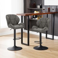 Barhocker 2er Set, Barstuhl Höhenverstellbar, Bistrohocker mit Rückenlehne, höhenverstellbar, 360° Drehbar, Tresenhocker aus Kunstleder, belastbar von WOLTU