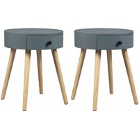 2er-Set Beistelltisch Nachttisch mit Schublade 38x38x48cm grau - grau - Woltu von WOLTU