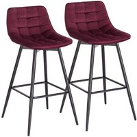 WOLTU Barhocker 2er Set Designer Barstuhl Hocker Tresenhocker Bistrohocker mit Fußstütze, Samt, Metallbeine, bordeaux WOLTU Barhocker 2er Set Designer Barstuhl Hocker Tresenhocker Bistrohocker mit Fußstütze, Samt, Metallbeine, bordeaux von WOLTU