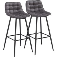 Woltu - Barhocker 2er Set Designer Barstuhl Hocker Tresenhocker Bistrohocker mit Fußstütze, Samt, Metallbeine, dunkelgrau Woltu - Barhocker 2er Set Designer Barstuhl Hocker Tresenhocker Bistrohocker mit Fußstütze, Samt, Metallbeine, dunkelgrau von WOLTU