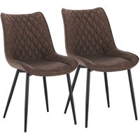 Esszimmerstühle 2er Set Küchenstuhl Polsterstuhl Wohnzimmerstuhl Sessel mit Rückenlehne, Sitzfläche aus Kunstleder, Metallbeine, Antiklederoptik, von WOLTU
