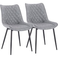 Esszimmerstühle 2er Set Küchenstuhl Polsterstuhl Wohnzimmerstuhl Sessel mit Rückenlehne, Sitzfläche aus Kunstleder, Metallbeine, Antiklederoptik, von WOLTU