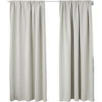2er Set Gardine blickdicht 250 g/m² mit Kräuselband creme 135x245 cm - Woltu von WOLTU