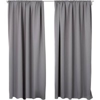 Woltu - 2er Set Gardine blickdicht 250 g/m² mit Kräuselband dunkelgrau 135x225 cm von WOLTU