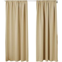 2er Set Gardine blickdicht 250 g/m² mit Kräuselband Champagner 135x225 cm - Woltu von WOLTU