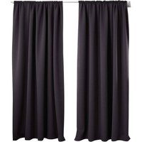 2er Set Gardine blickdicht 250 g/m² mit Kräuselband anthrazit 135x245 cm - Woltu von WOLTU