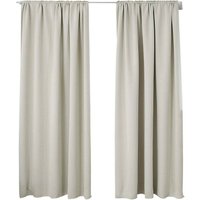 2er Set Gardine blickdicht 250 g/m² mit Kräuselband beige 135x225 cm - Woltu von WOLTU