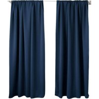2er Set Gardine blickdicht 250 g/m² mit Kräuselband dunkelblau 135x225 cm - Woltu von WOLTU