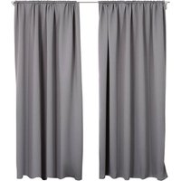 2er Set Gardine blickdicht 250 g/m² mit Kräuselband dunkelgrau 135x245 cm - Woltu von WOLTU