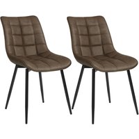 Esszimmerstühle 2er Set, Wohnzimmerstuhl Küchenstuhl mit Rückenlehne, Polsterstuhl Sitzfläche aus Kunstleder, Metallbeine, Braun - Woltu von WOLTU