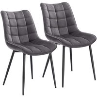 Woltu - Esszimmerstühle 2er Set Küchenstuhl Polsterstuhl Wohnzimmerstuhl Sessel mit Rückenlehne, Sitzfläche aus Samt, Metallbeine, Dunkelgrau Woltu - Esszimmerstühle 2er Set Küchenstuhl Polsterstuhl Wohnzimmerstuhl Sessel mit Rückenlehne, Sitzfläche aus Samt, Metallbeine, Dunkelgrau von WOLTU