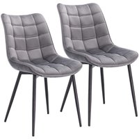 Esszimmerstühle 2er Set Küchenstuhl Polsterstuhl Wohnzimmerstuhl Sessel mit Rückenlehne, Sitzfläche aus Samt, Metallbeine, Hellgrau - Woltu von WOLTU