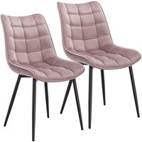 Esszimmerstühle 2er Set Küchenstuhl Polsterstuhl Wohnzimmerstuhl Sessel mit Rückenlehne, Sitzfläche aus Samt, Metallbeine, Rosa - Woltu Esszimmerstühle 2er Set Küchenstuhl Polsterstuhl Wohnzimmerstuhl Sessel mit Rückenlehne, Sitzfläche aus Samt, Metallbeine, Rosa - Woltu von WOLTU