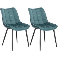 Esszimmerstühle 2er Set Küchenstuhl Polsterstuhl Wohnzimmerstuhl Sessel mit Rückenlehne, Sitzfläche aus Samt, Metallbeine, Türkis - Woltu Esszimmerstühle 2er Set Küchenstuhl Polsterstuhl Wohnzimmerstuhl Sessel mit Rückenlehne, Sitzfläche aus Samt, Metallbeine, Türkis - Woltu von WOLTU