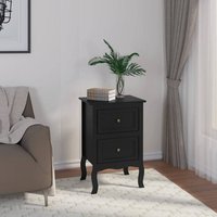 2er Set Nachttisch Nachtschrank Nachtkommode mit 2 Schubladen Barock Kommode Beistelltisch für Schlafzimmer Wohnzimmer aus mdf Schwarz - Woltu von WOLTU