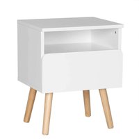 2er-Set Nachttisch mit Schublade & offenem Fach Holz weiß - Woltu von WOLTU